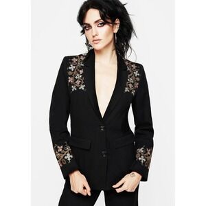 Disturbia $135 Women's Nasturtium Floral Jewel-Tone Embroidered Relaxed Blazer